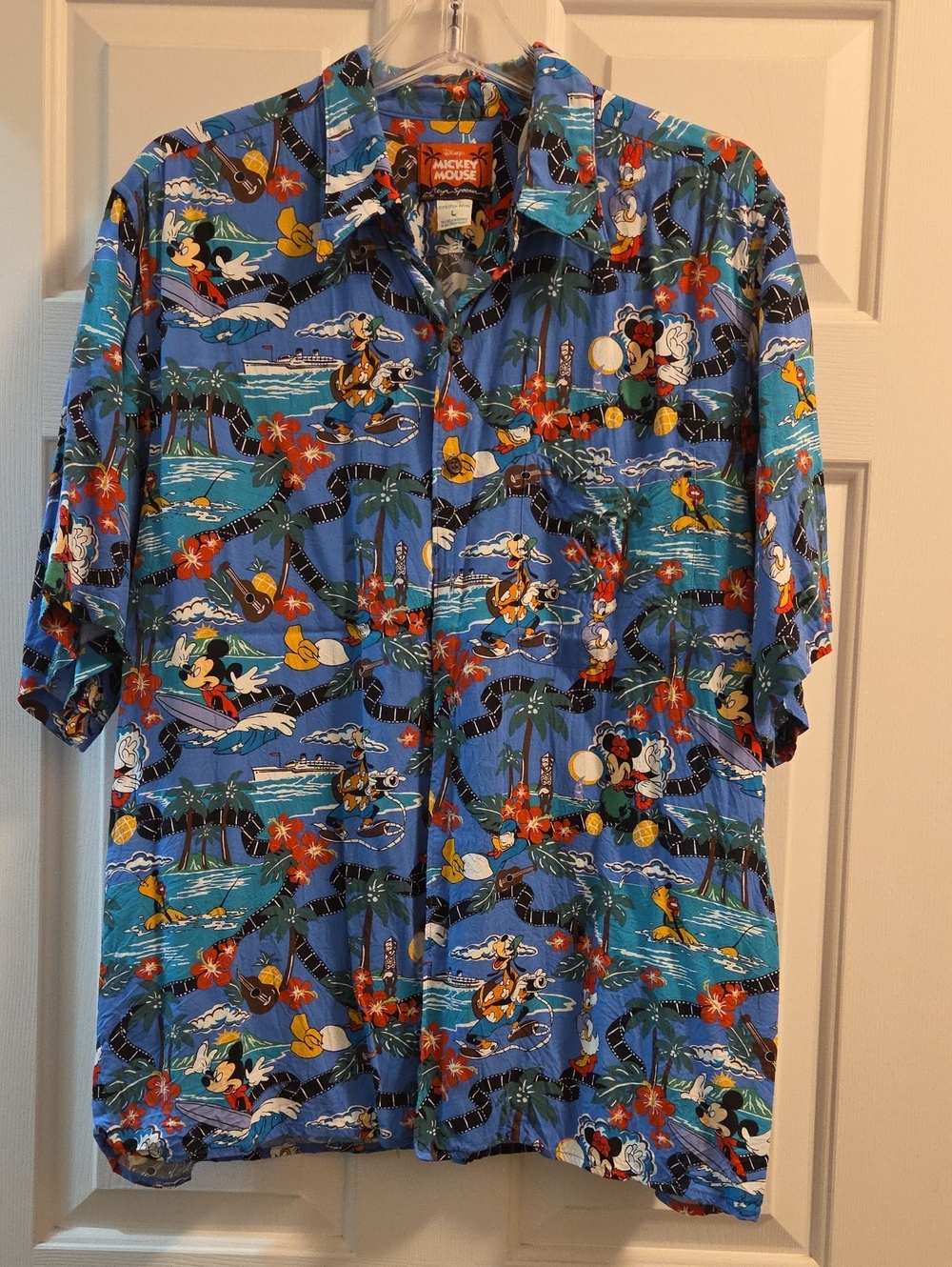 Disney Mickey Mouse Blue Hawaiian Button-Down Shirt